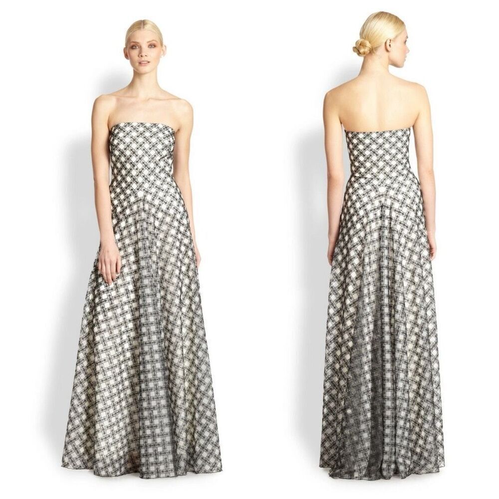 Tadashi Shoji Lattice Embroidered Strapless Gown Sz 4 Gala Formal Wedding $588 - Picture 13 of 14